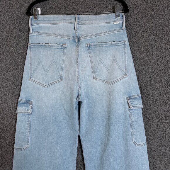 Mother The Undercover Cargo Sneak Wide Leg Jeans - Women's Size 30 - Blue - Picture 5 of 11